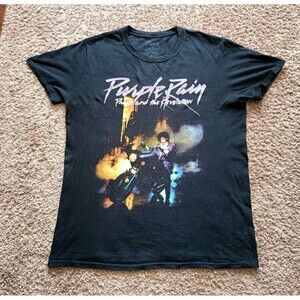 Prince Purple Rain T-Shirt Men's Size Medium Graphic Print Black Shirt
